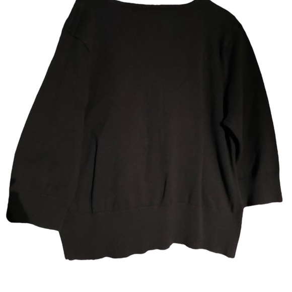 Black Long Sleeved Sweater 22/24 Ribbed Sleeves Hem V-Neck Faded Glory - Picture 3 of 7